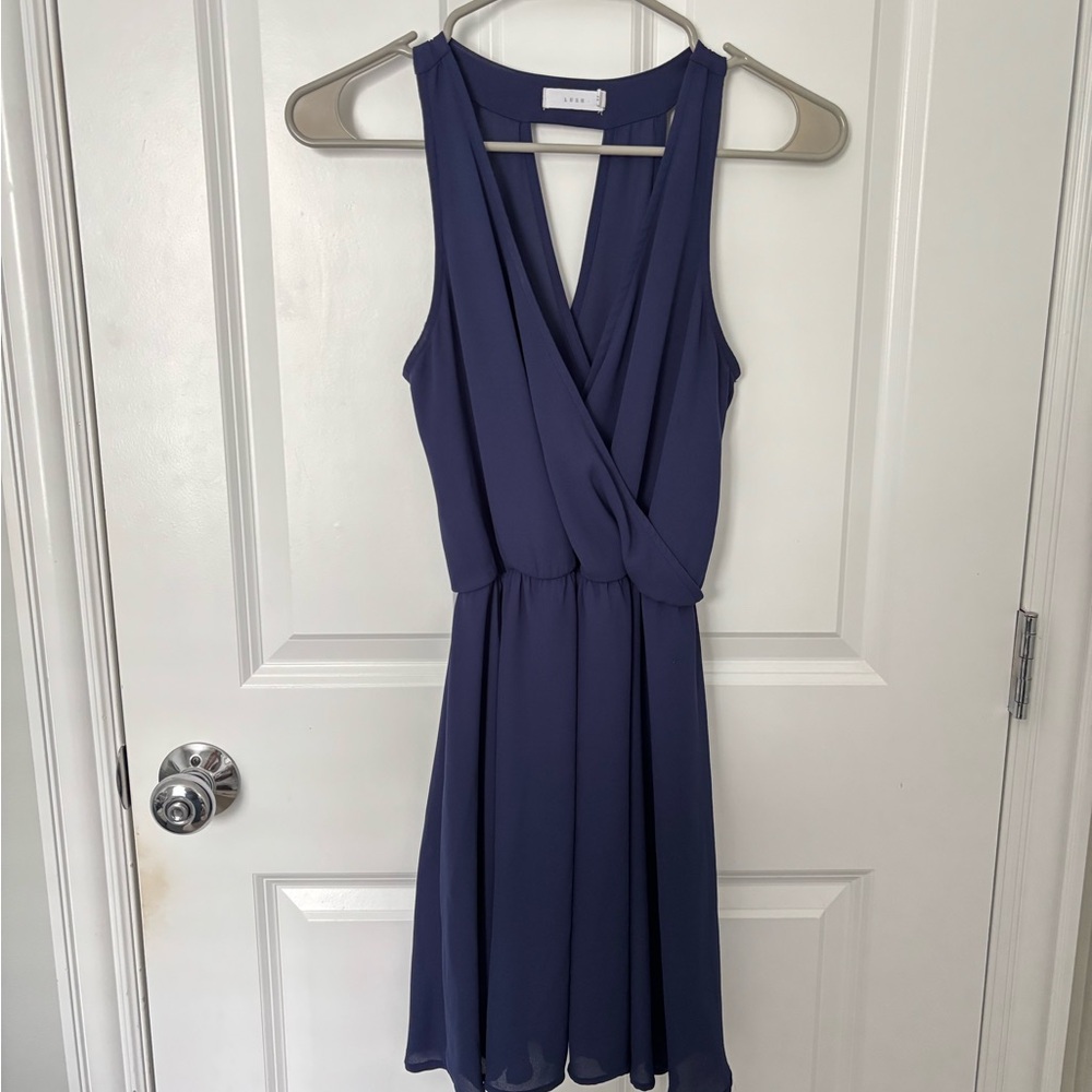 Lush by Nordstrom, navy mock wrap dress XS